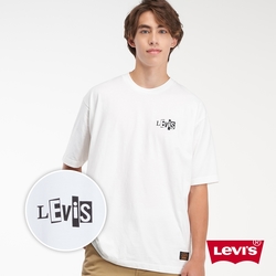 Levis 滑板系列 男款 寬鬆版重磅短袖T恤 / 街頭拼貼風Logo / 200GSM厚棉 簡約白