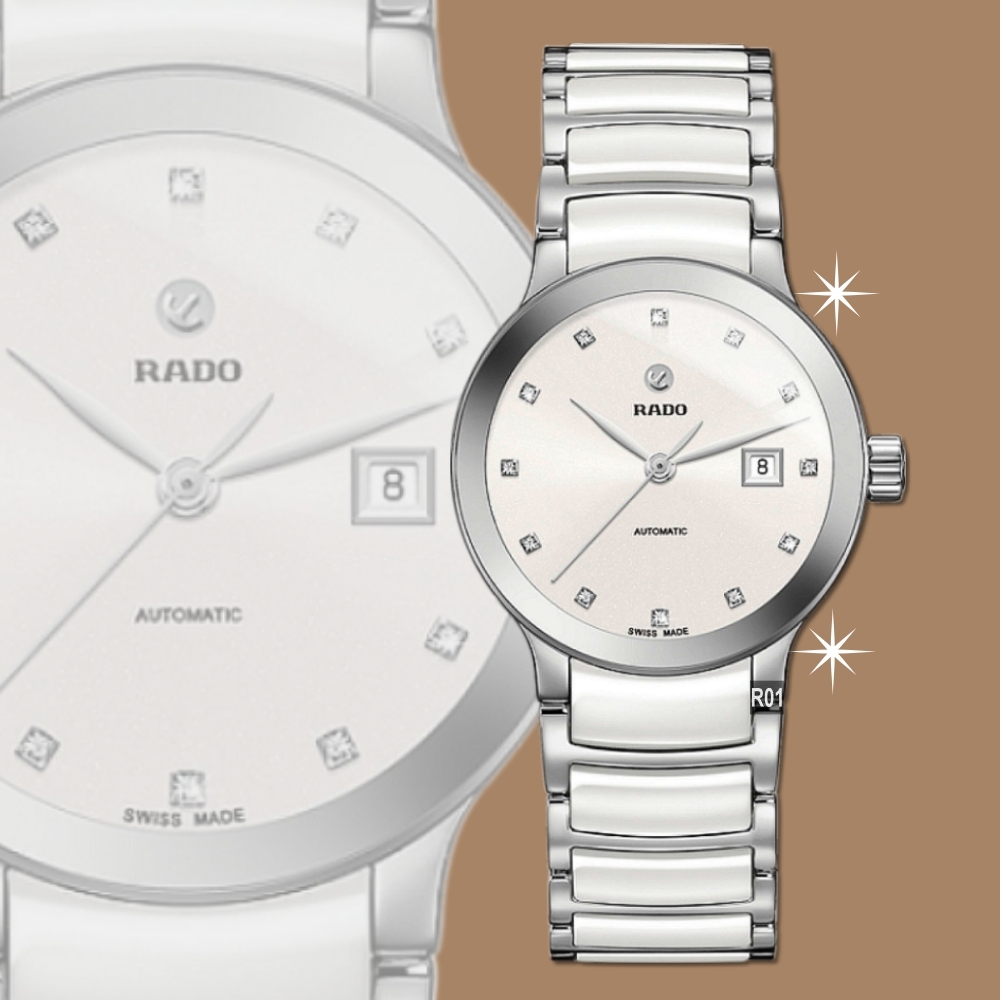 RADO 雷達表 官方授權R01 Centrix晶萃12真鑽機械女腕錶 白陶瓷銀標款28㎜ (R30027732) | RADO 雷達 |  Yahoo奇摩購物中心