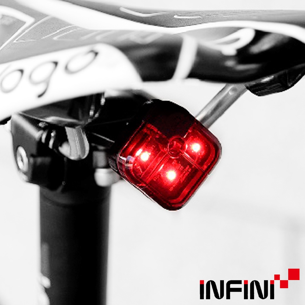 INFINI ARIA I-220R 2段模式背夾設計3LED紅光台灣製自行車後燈/警示燈-黑色