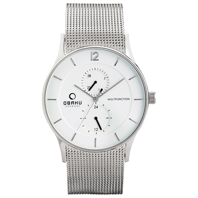 OBAKU 攻佔視覺雙眼計時米蘭腕錶-不鏽鋼白面43mm/ V157GMCIMC