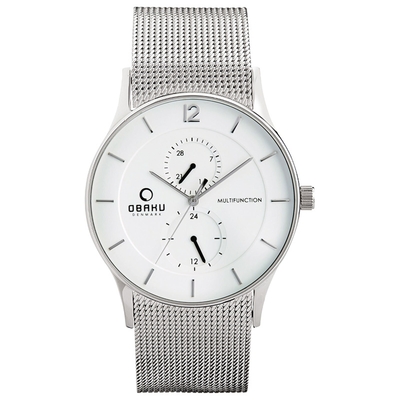 obaku 攻佔視覺雙眼計時米蘭腕錶-不鏽鋼白面43mm/ v157gmcimc