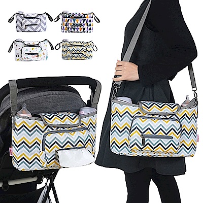 JoyNa 嬰兒推車掛袋條紋月型款收納袋置物袋單肩包