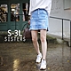 SISTERS 首爾歐膩喜歡的縫珠刷破造型牛仔褲裙 短裙/S-3L product thumbnail 1