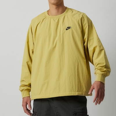 Nike 男款 檸檬黃色 刺繡 尼龍 防風 內網眼 口袋 衛衣 大學T 上衣 FB8495-720