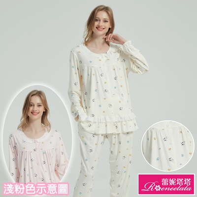 睡衣 可愛乳牛 精梳棉柔長袖兩件式睡衣(R07207兩色可選) 蕾妮塔塔