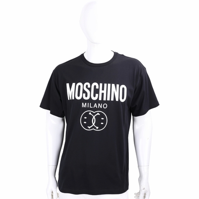 MOSCHINO Smiley 笑臉聯名字母黑色棉質TEE T恤(男款)