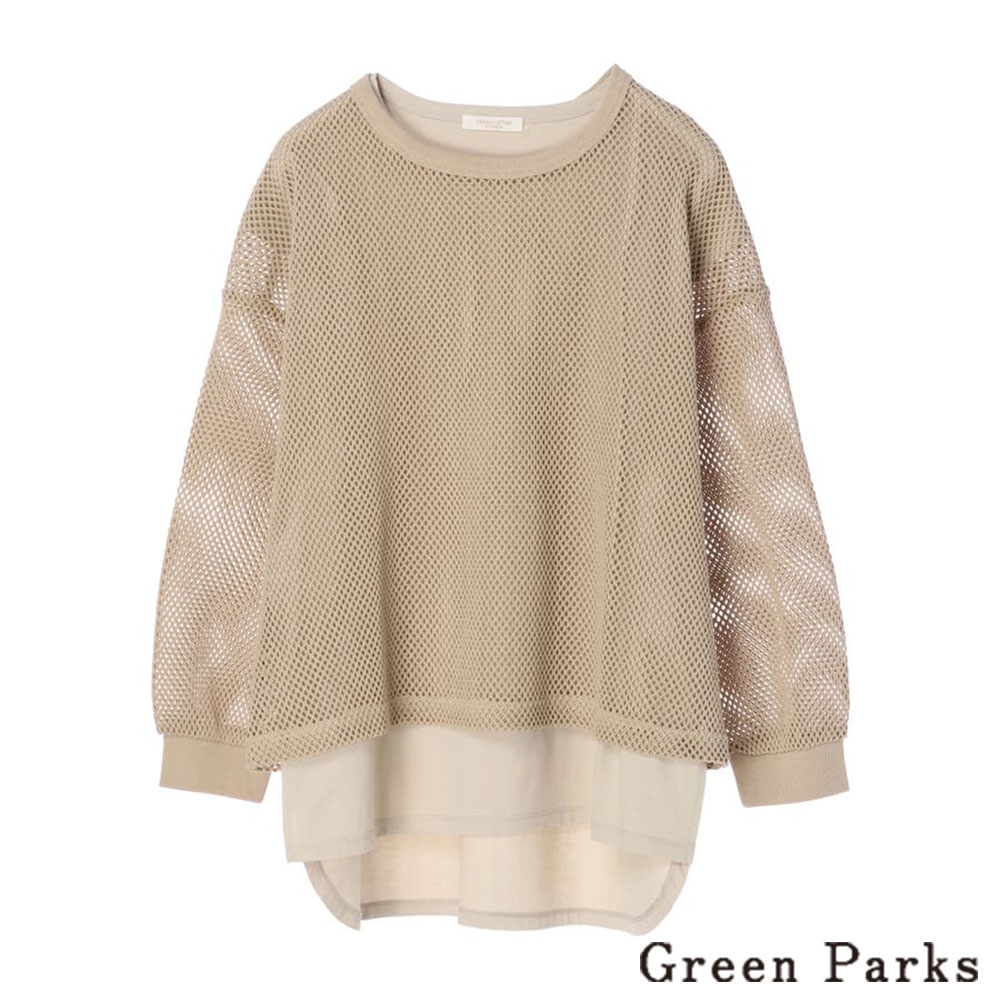 Green Parks 【SET ITEM】特色網狀圓領上衣+素面T恤上衣