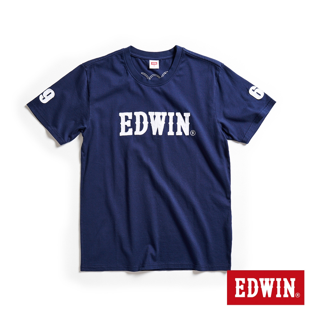 EDWIN LOGO貼布繡短袖T恤-男-丈青色