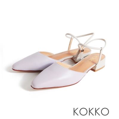 KOKKO法式優雅繞踝細帶微寬楦包鞋粉紫色