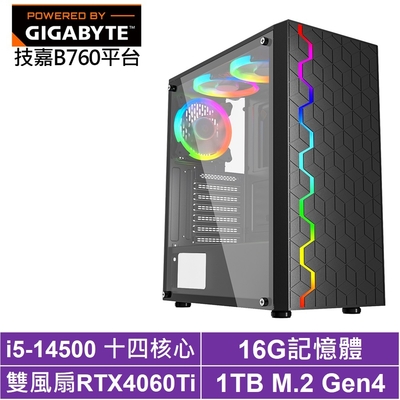 技嘉B760平台[聖堂少校]i5-14500/RTX 4060TI/16G/1TB_SSD