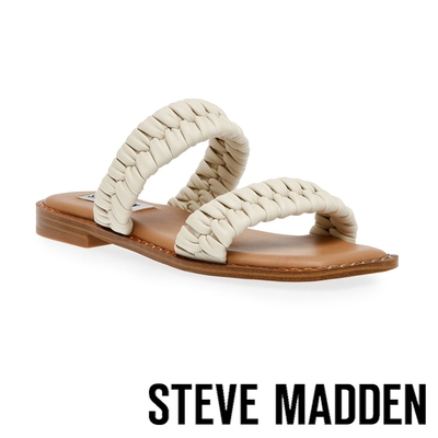 STEVE MADDEN-SEELEY 編織雙帶拖鞋-米杏色