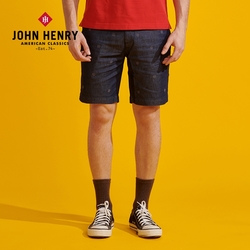 JOHN HENRY 復古滿版刺繡牛仔短褲