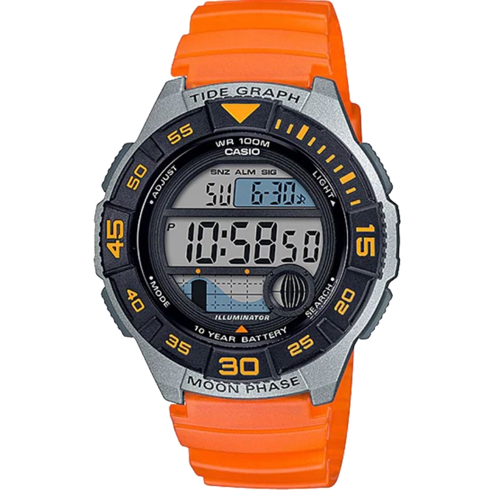 CASIO 大錶面輕量型運動電子錶-橘(WS-1100H-4A)/43mm