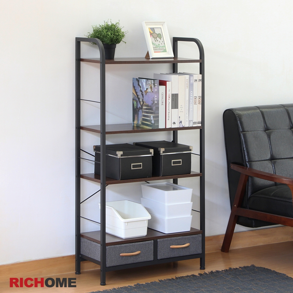 【RICHOME】凱爾雙抽四層置物架W64.3 x D27.7 x H121.5 CM