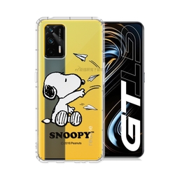 史努比/SNOOPY 正版授權 realme GT 5G 漸層彩繪空壓手機殼(紙飛機)