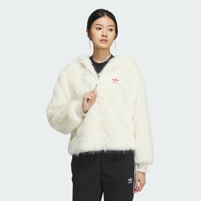 adidas 外套 女款 連帽外套 毛毛外套 亞規 新年 NEW FUR JKT 白 IX4225