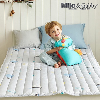 Milo&Gabby 動物好朋友-兒童超細纖維防蟎床墊(奇幻冒險-灰)