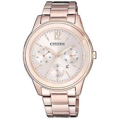 CITIZEN 星辰 xC光動能粉戀時尚手錶FD2064-59A-玫瑰金/36.5mm