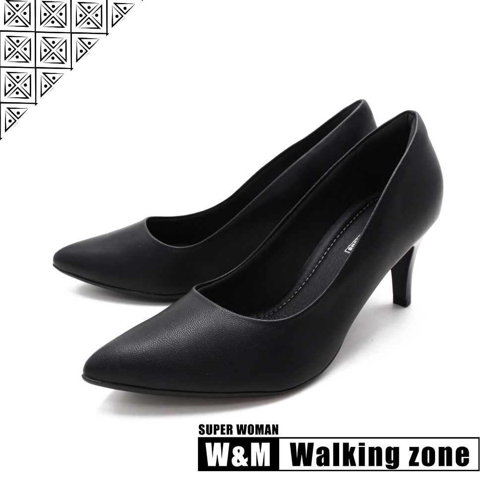 WALKING ZONE SUPER WOMAN系列 尖頭高跟上班淑女鞋 女鞋- 黑(另有藍.白.卡其)