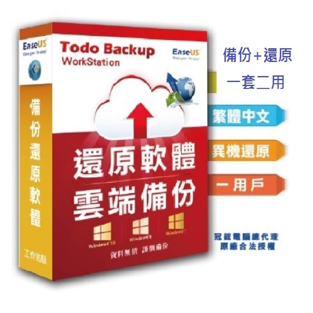 EaseUS Todo Backup 異機還原版(終身免費升級版本)