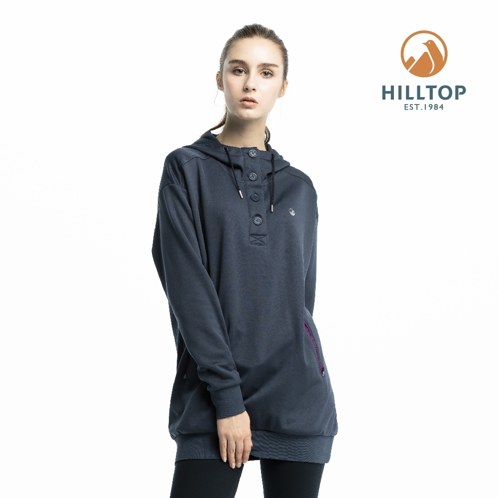 【hilltop山頂鳥】女款保暖連帽刷毛上衣H51FJ1藍夜 product image 1