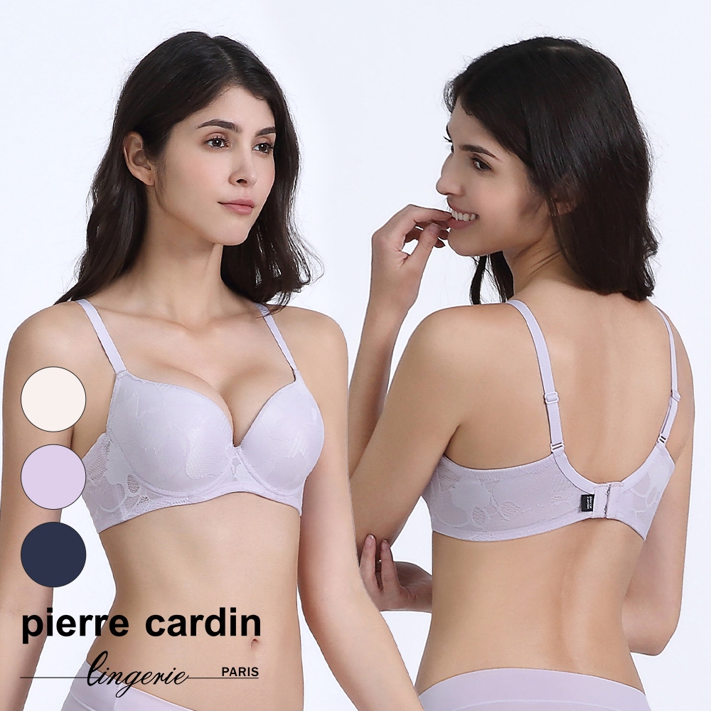 【pierre cardin 皮爾卡登女性內衣】典雅蕾絲拼織鋼圈內衣-淺紫