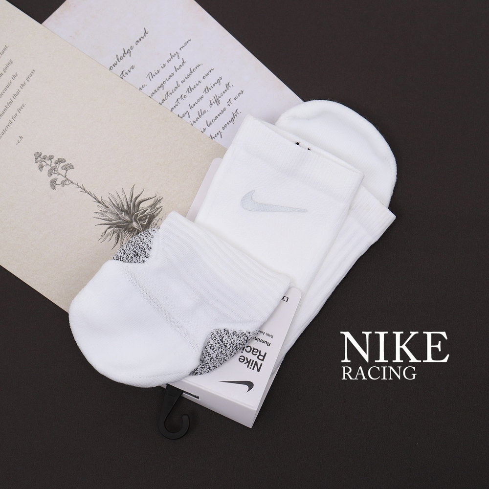 Nike 襪子 Racing Ankle 白 跑襪 競速 慢跑 透氣 單雙入 短筒 反光 SK0122-100
