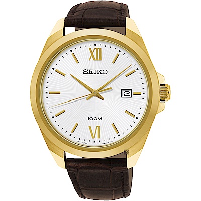 SEIKO 精工 城市時尚石英手錶 迎春好禮-銀x金框/42mm (SUR284P1)_SK045