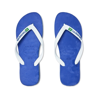 Havaianas Brasil Logo 男鞋 女鞋 藍色 經典款 防水 人字拖 拖鞋 4110850-2711U