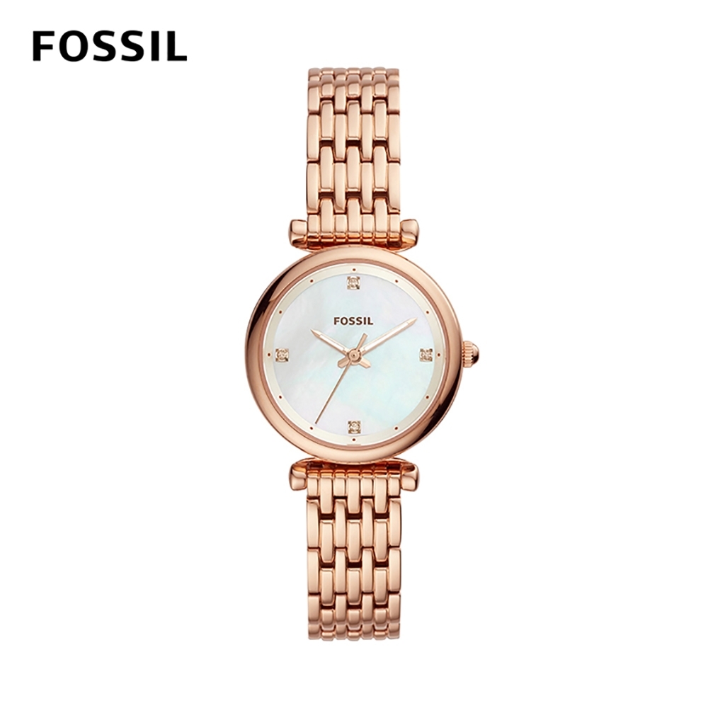 FOSSIL CARLIE MINI 迷你奢華女性鍊錶-玫瑰金 約28mm ES4429