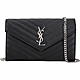 YSL Saint Laurent Monogram 銀字絎縫魚子醬牛皮鍊帶斜背包(大型/黑色) product thumbnail 1