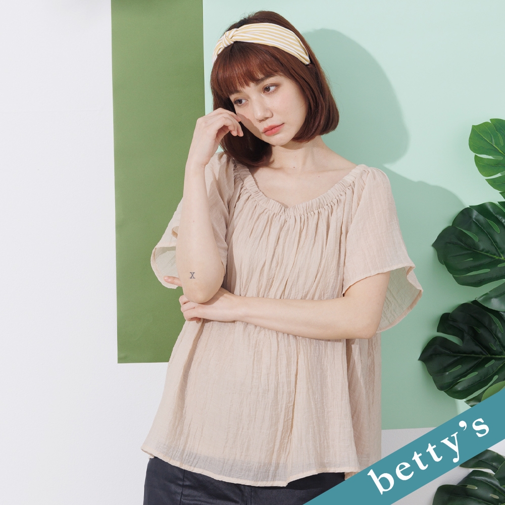 betty’s貝蒂思　一字領素面寬版上衣(卡其)