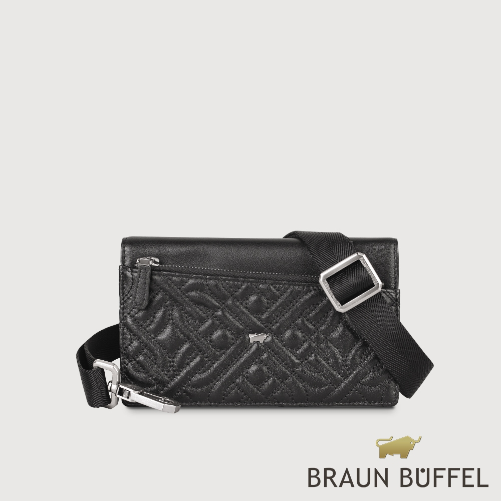 【BRAUN BUFFEL 德國小金牛】台灣總代理 洛克 9卡萬用手機包-黑色/BF527-731-BK