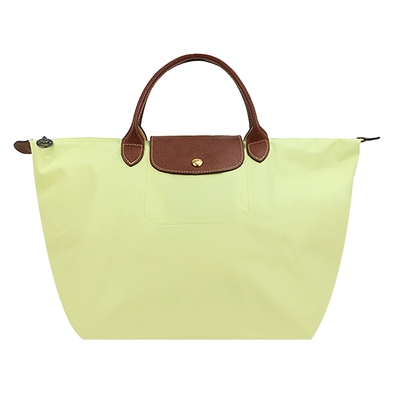 【 展示品】 LONGCHAMP LE PLIAGE系列短把尼龍摺疊水餃包(中/螢光綠)