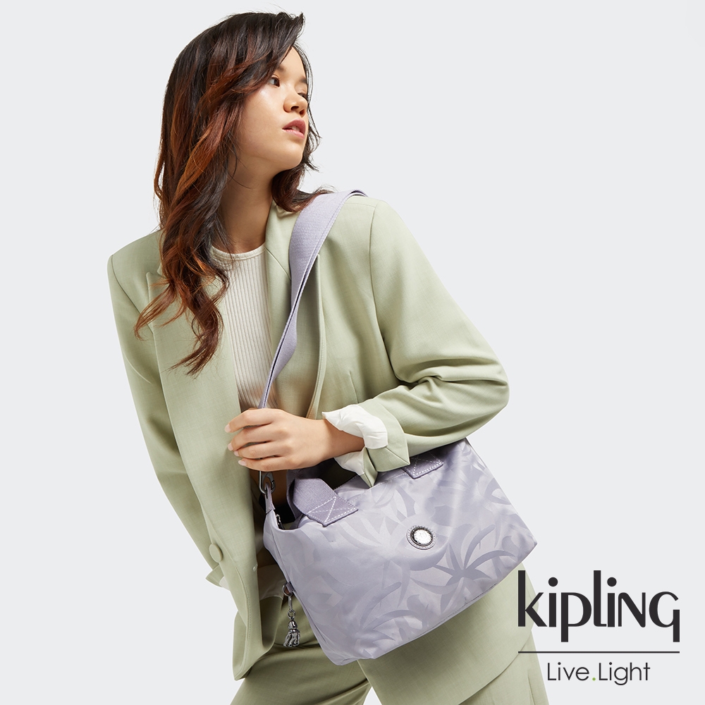 Kipling 薰衣草紫葉子壓紋簡約手提肩背托特包-KALA MINI