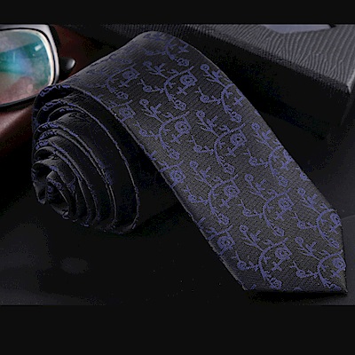 拉福 藍紋6CM中窄版領帶拉鍊領帶 (兒童黑底)