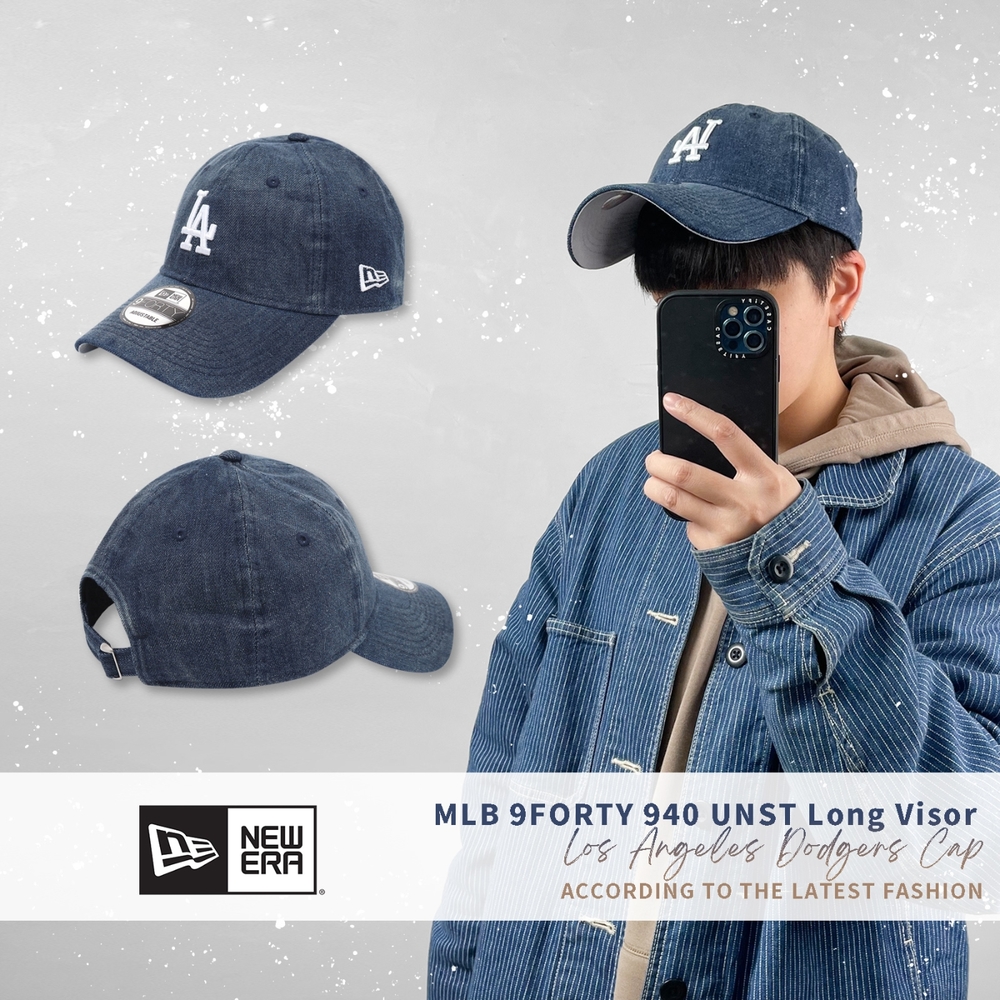 New Era 帽子男女款藍單寧9FORTY 老帽棒球帽洛杉磯道奇MLB 大聯盟