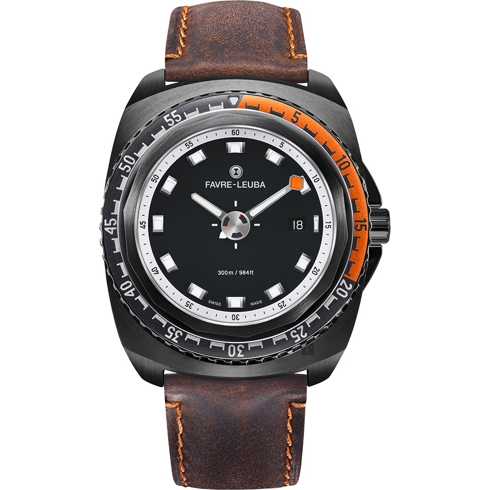 FAVRE-LEUBA 域峰 RAIDER Deep Blue 300米潛水機械錶-黑/44mm