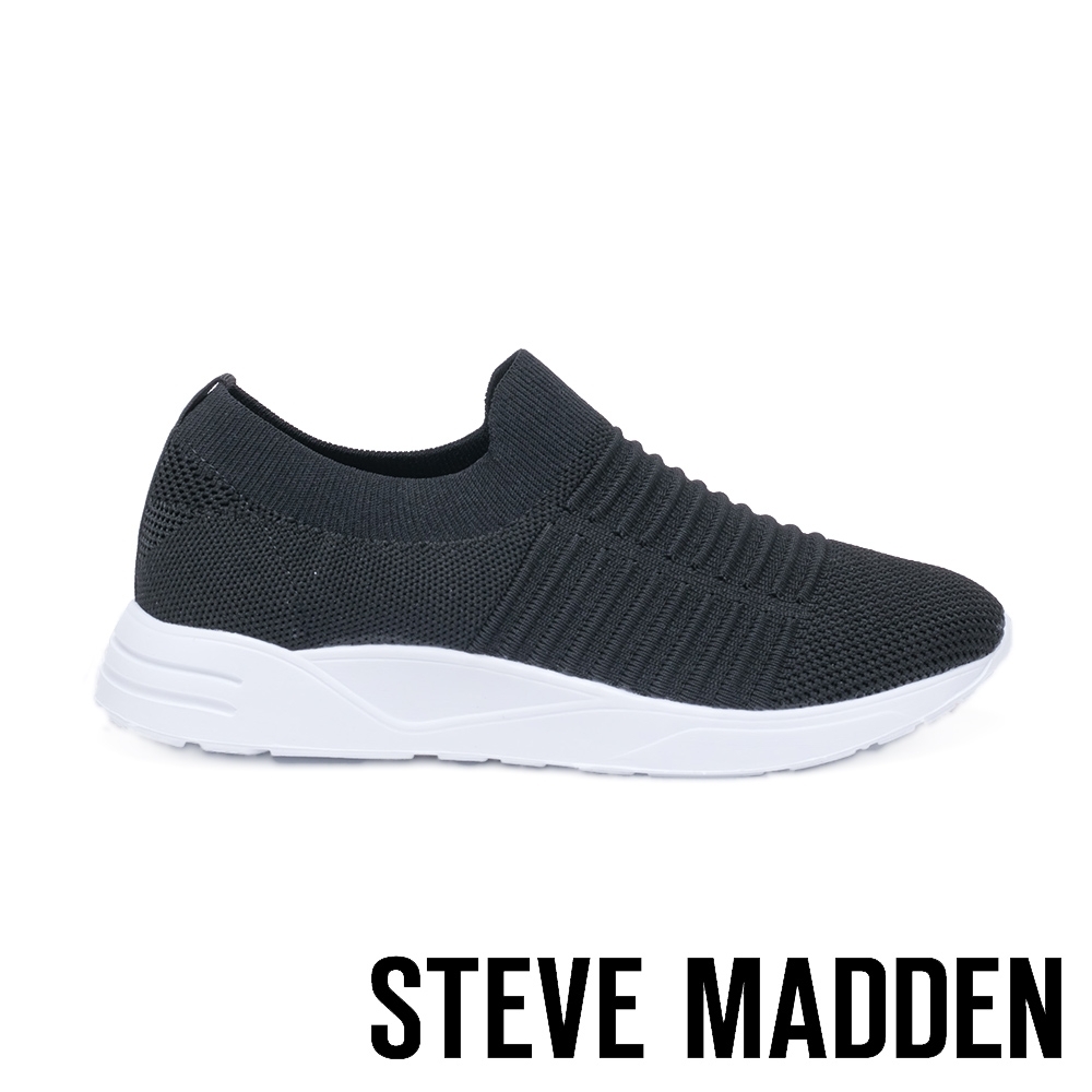 STEVE-MADDEN-LILLIAN 休閒款舒適透氣FLYKNIT運動鞋-黑色| 懶人鞋/便鞋|