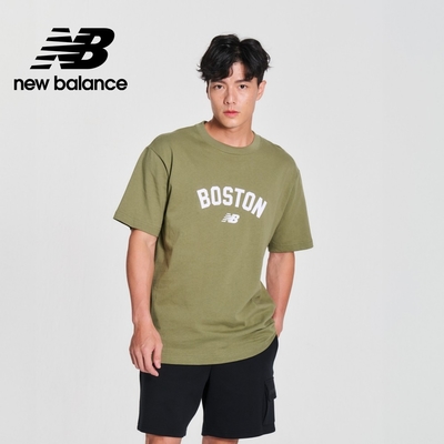 【New Balance】 植絨BOSTON短袖上衣_男性_綠色_MT41561DEK