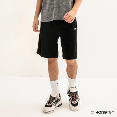 Hang Ten-男裝-REGULAR FIT冰絲織帶內抽繩吸濕排汗涼感短褲-黑