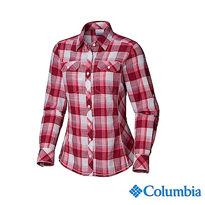 Columbia 哥倫比亞 女款-純棉長袖襯衫-紅色格紋 UAL79900RC