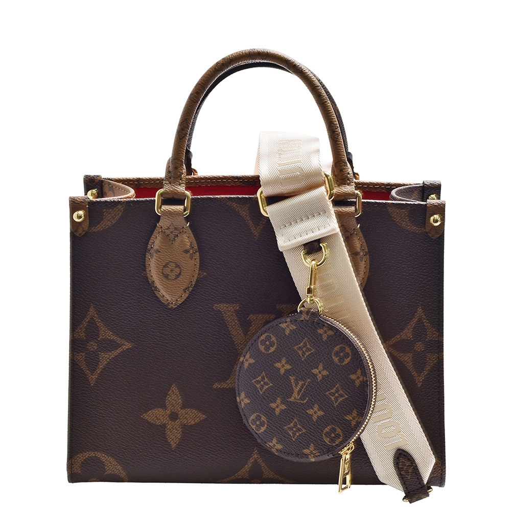 LV M46373經典ONTHEGO PM Monogram雙色帆布手提/斜背包(咖啡色) | LV