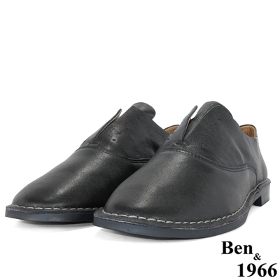 Ben&1966高級頭層植鞣羊皮經典休閒鞋-黑(206051)