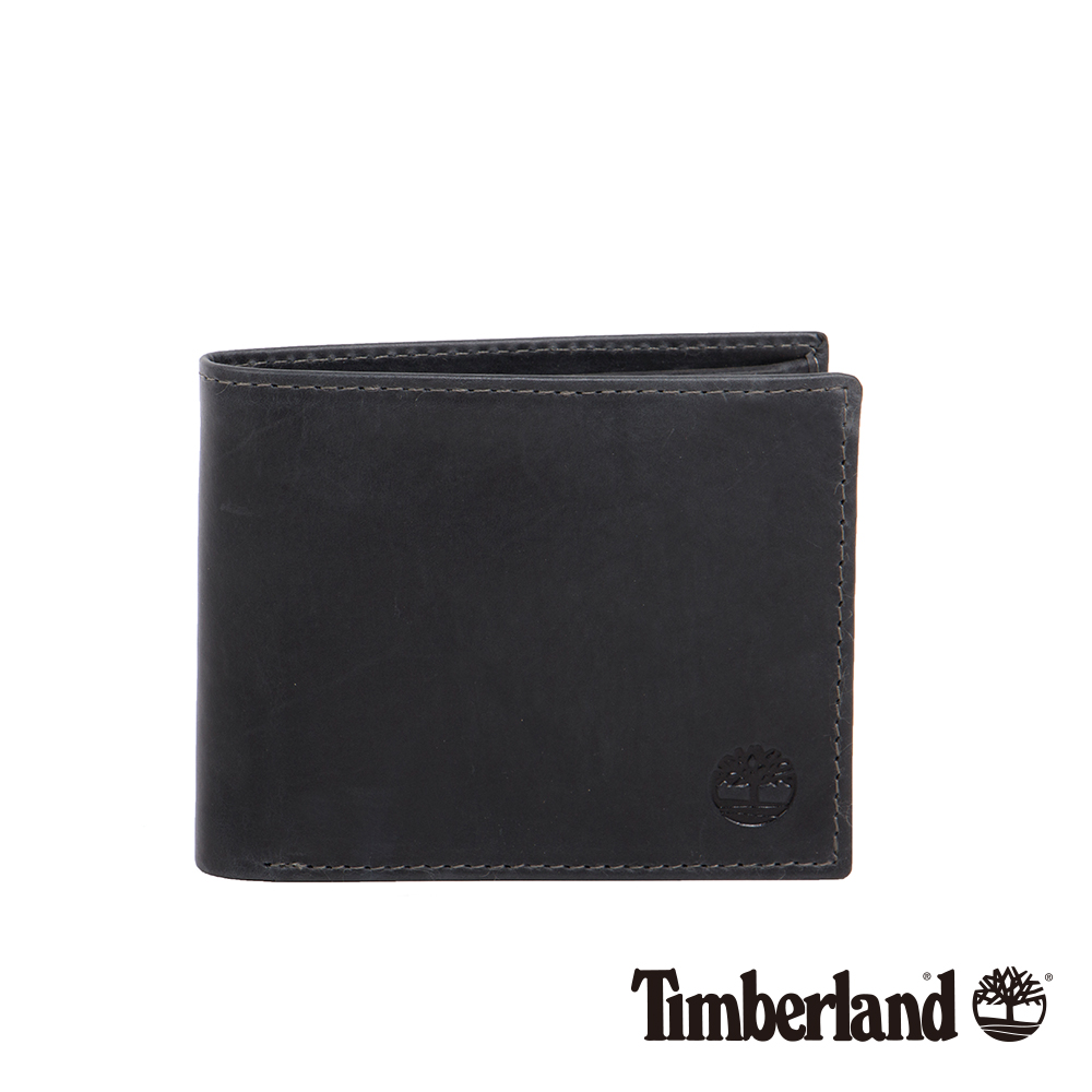 Timberland 黑色牛皮短夾錢包|A1DK9