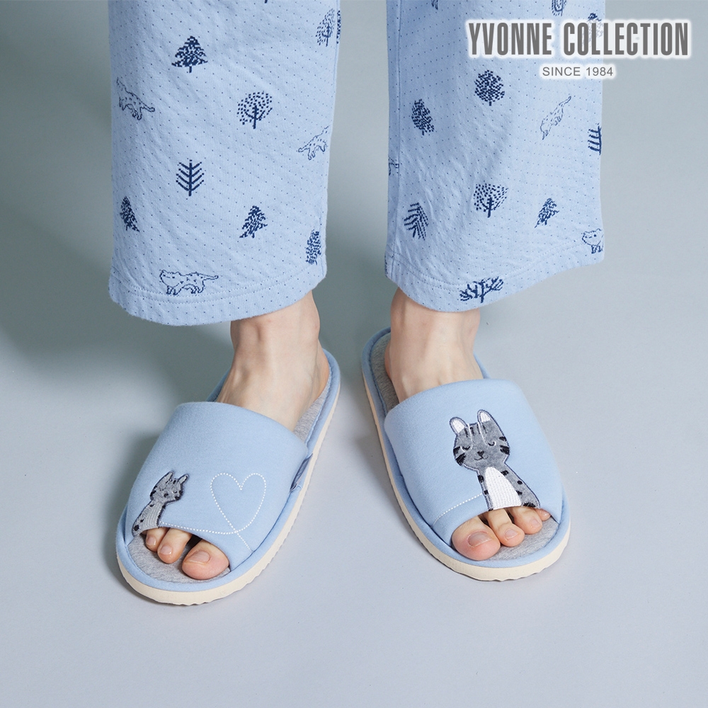 YVONNE COLLECTION 親子石虎開口拖鞋-靜謐藍L