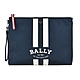 BALLY FHOLLER白字LOGO白條紋設計尼龍拉鍊男士手拿包(深藍) product thumbnail 1