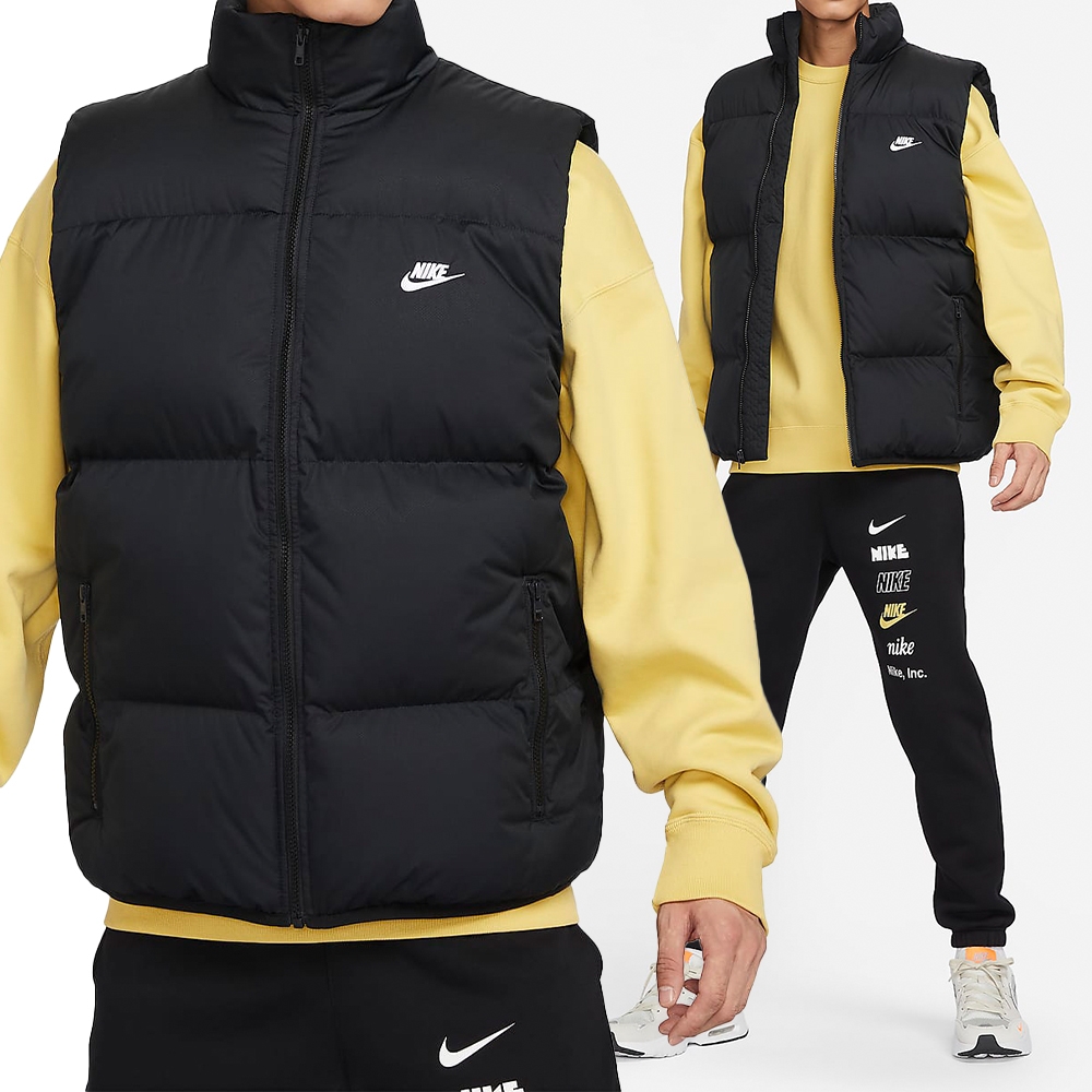 Nike AS M NK Club Puffer Vest 男黑保暖防潑水立領羽絨背心FB7374-010