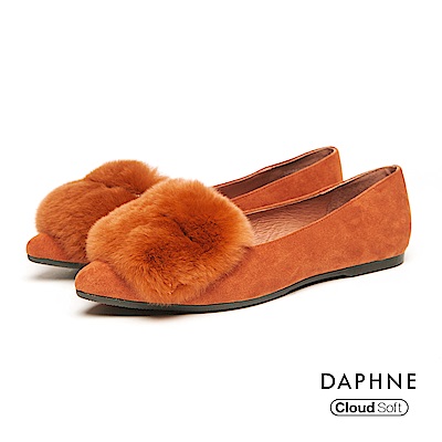 達芙妮DAPHNE 平底鞋-軟毛絨布金屬別飾平底鞋-棕