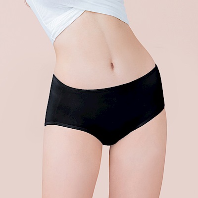 台灣製健康保養天然絲蛋白低敏感透氣 M-XL 中腰彈性包臀內褲 神秘黑 可蘭霓Clany 環保